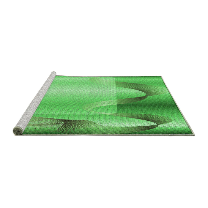 Sideview of Machine Washable Transitional Neon Green Rug, wshpat513grn