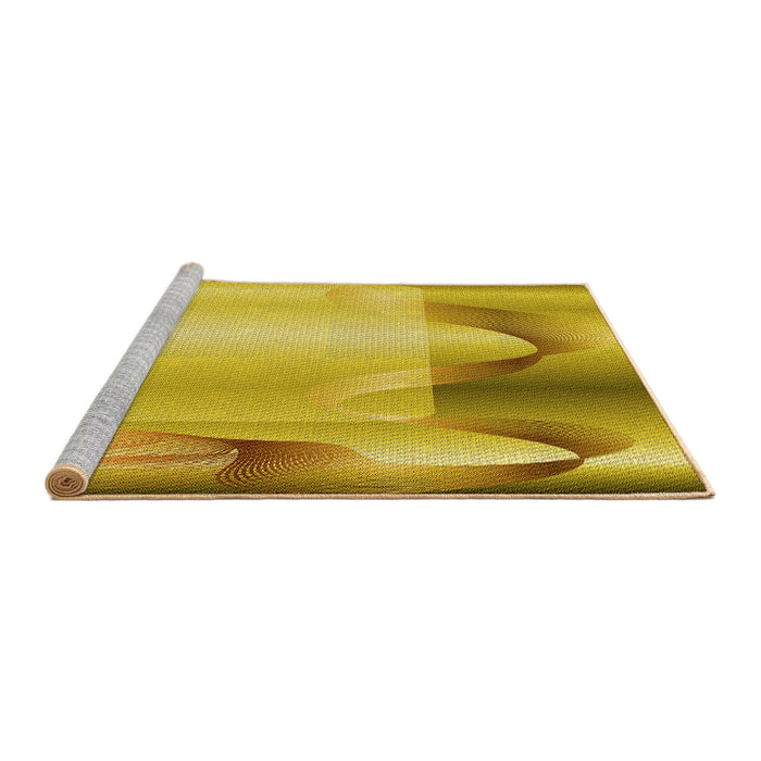 Sideview of Machine Washable Transitional Yellow Rug, wshpat513yw