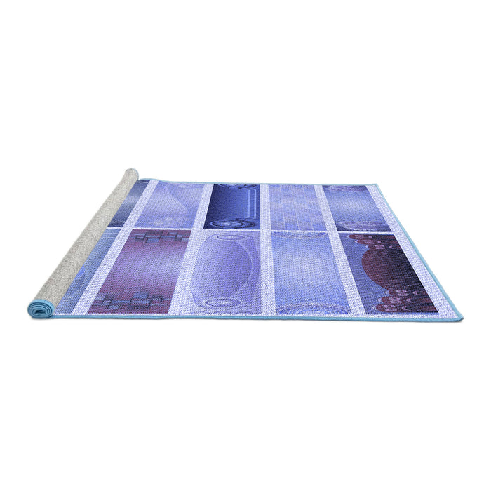 Sideview of Machine Washable Transitional Royal Blue Rug, wshpat514blu