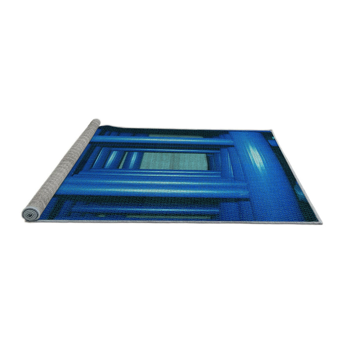 Sideview of Machine Washable Transitional Blueberry Blue Rug, wshpat515lblu