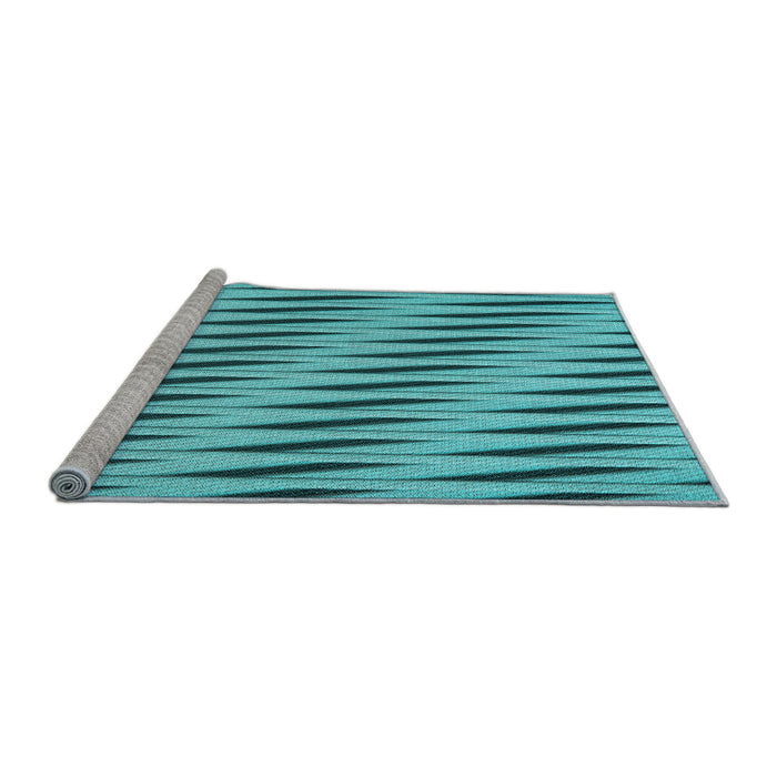 Sideview of Machine Washable Transitional Dark Cyan Green Rug, wshpat516lblu