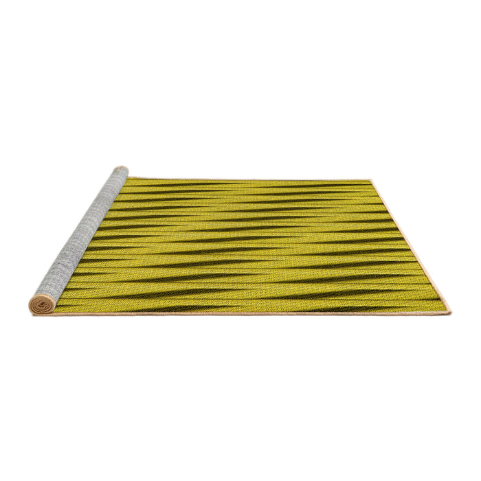Sideview of Machine Washable Transitional Dark Yellow Green Rug, wshpat516yw