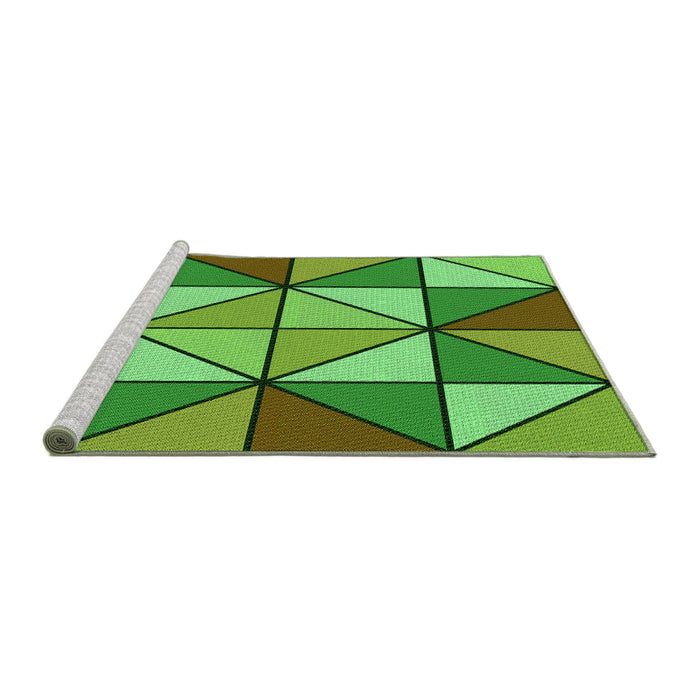Sideview of Machine Washable Transitional Green Rug, wshpat517grn
