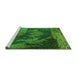 Sideview of Machine Washable Transitional Deep Emerald Green Rug, wshpat519grn