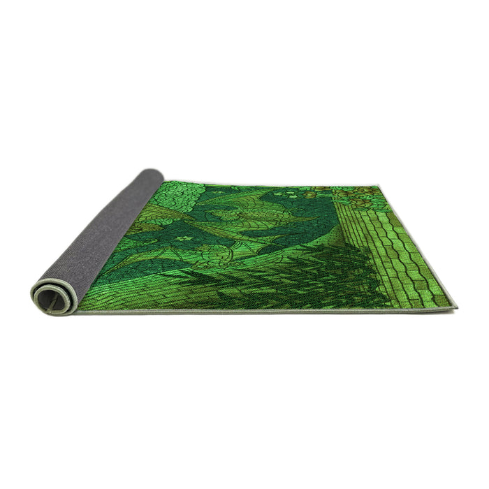 Thickness of Patterned Deep Emerald Green Rug, pat519grn