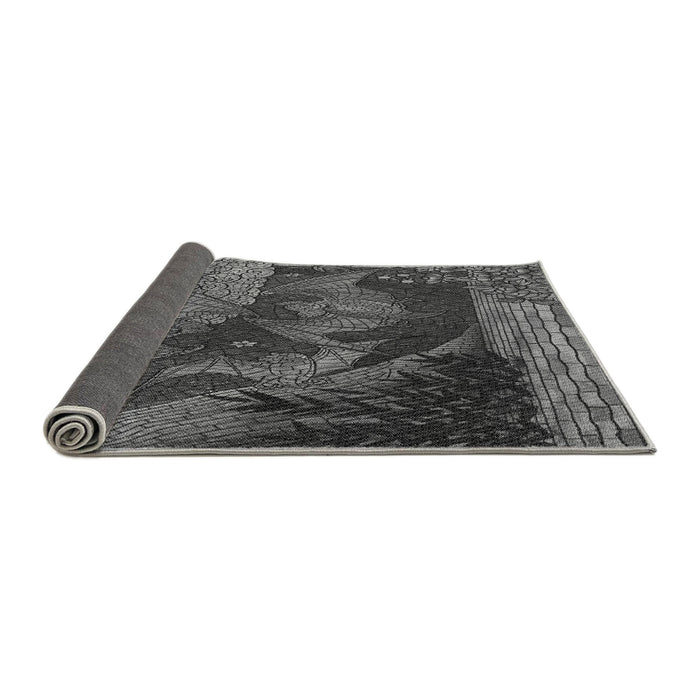 Thickness of Patterned Charcoal Black Rug, pat519gry