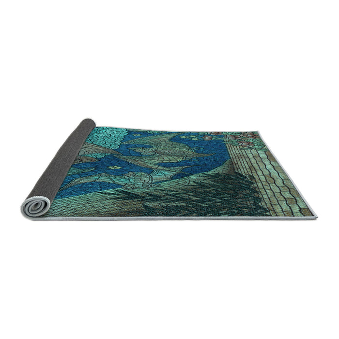 Thickness of Patterned Deep-Sea Blue Rug, pat519lblu