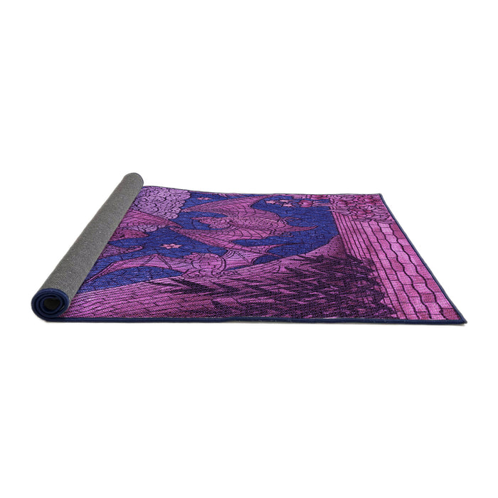 Thickness of Patterned Purple Rug, pat519pur