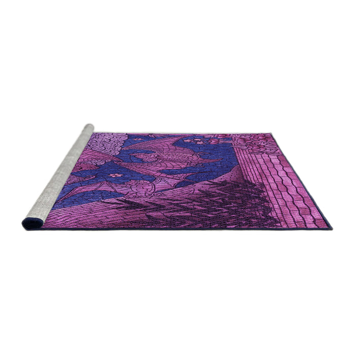 Sideview of Machine Washable Transitional Purple Rug, wshpat519pur