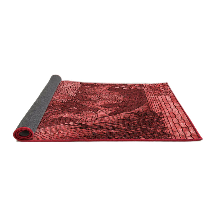 Thickness of Patterned Red Rug, pat519rd