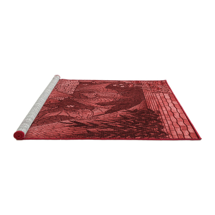Sideview of Machine Washable Transitional Red Rug, wshpat519rd