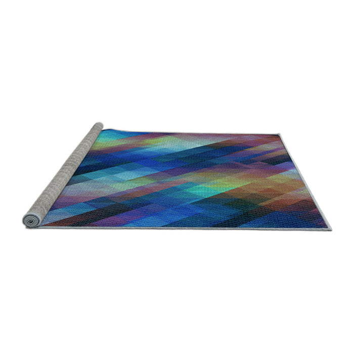 Machine Washable Transitional Cadet Blue Green Rug in a Bedroom, wshpat52lblu