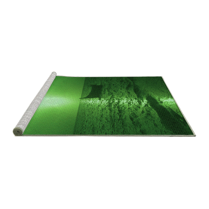 Sideview of Machine Washable Transitional Dark Green Rug, wshpat521grn