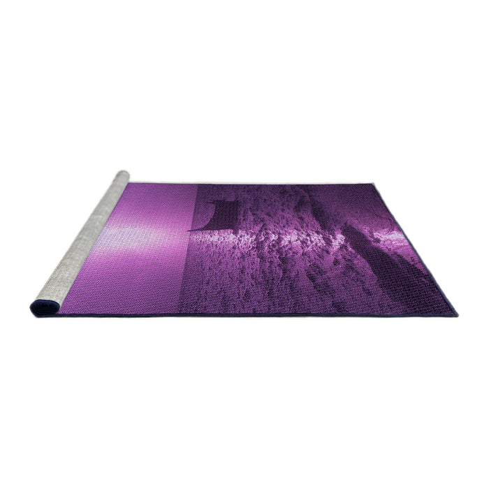 Sideview of Machine Washable Transitional Dark Magenta Purple Rug, wshpat521pur
