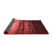 Thickness of Patterned Cranberry Red Rug, pat522rd