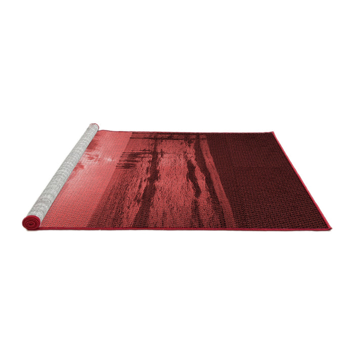 Sideview of Machine Washable Transitional Cranberry Red Rug, wshpat522rd