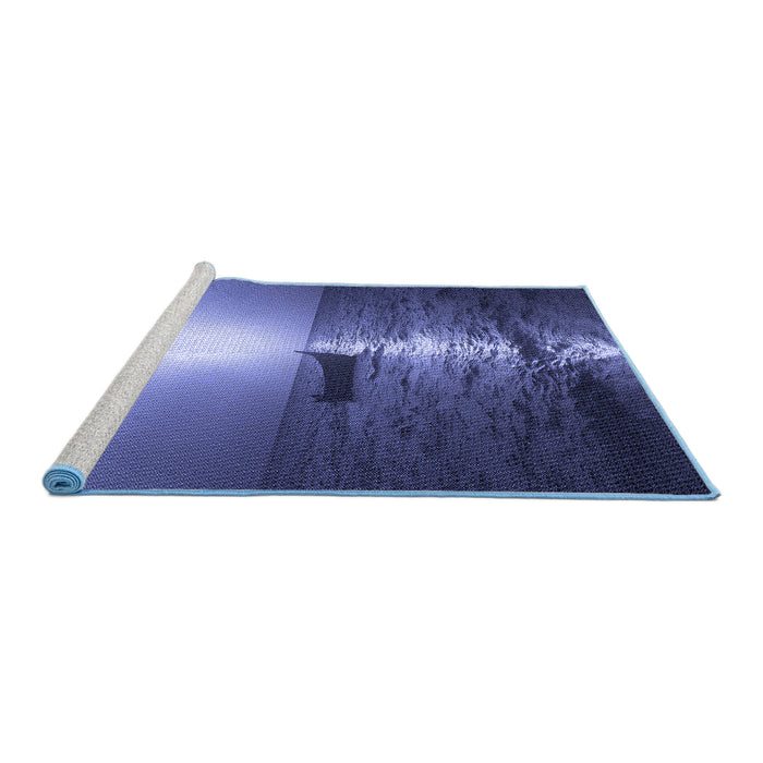 Sideview of Machine Washable Transitional Sky Blue Rug, wshpat523blu