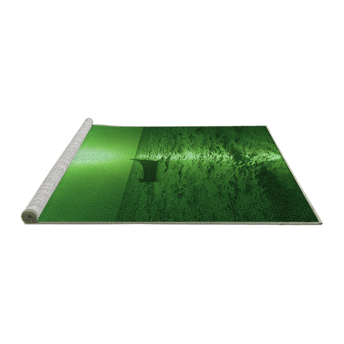 Sideview of Machine Washable Transitional Dark Green Rug, wshpat523grn