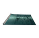 Sideview of Machine Washable Transitional Medium Teal Green Rug, wshpat523lblu