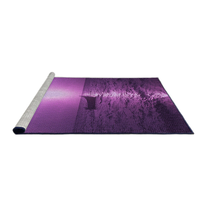 Serging Thickness of Machine Washable Transitional Dark Magenta Purple Rug, wshpat523pur