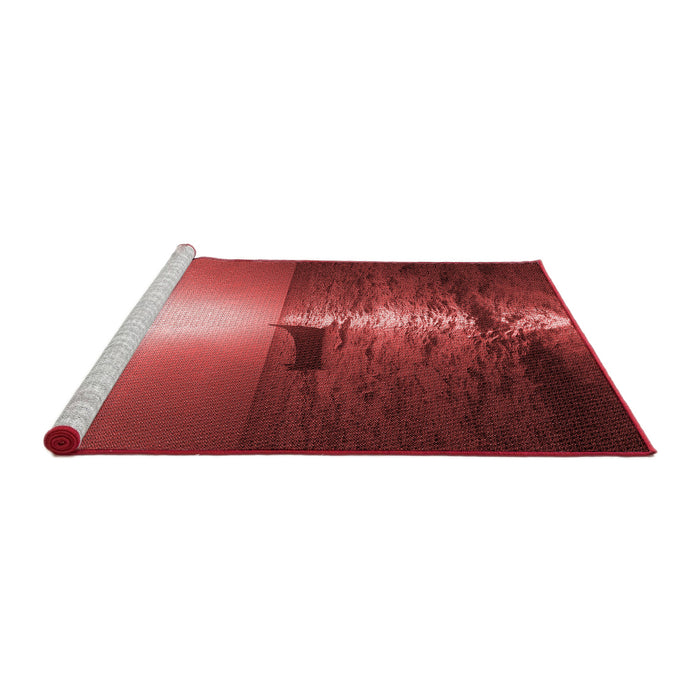Sideview of Machine Washable Transitional Red Rug, wshpat523rd