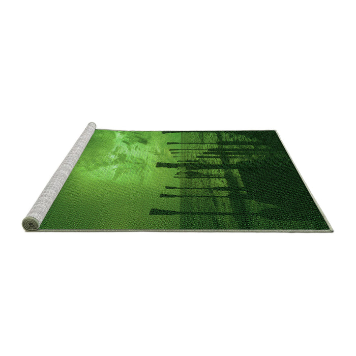 Sideview of Machine Washable Transitional Deep Emerald Green Rug, wshpat524grn