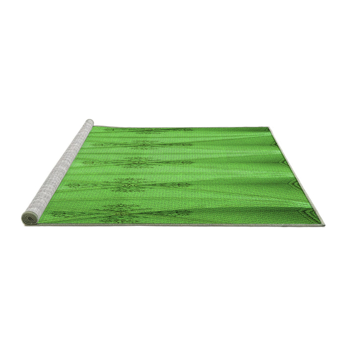 Sideview of Machine Washable Transitional Emerald Green Rug, wshpat527grn