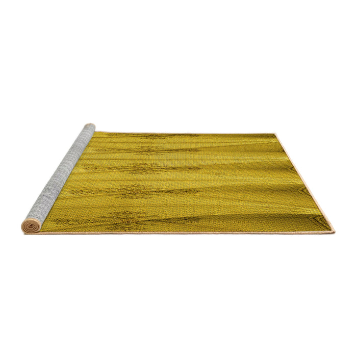 Sideview of Machine Washable Transitional Deep Yellow Rug, wshpat527yw