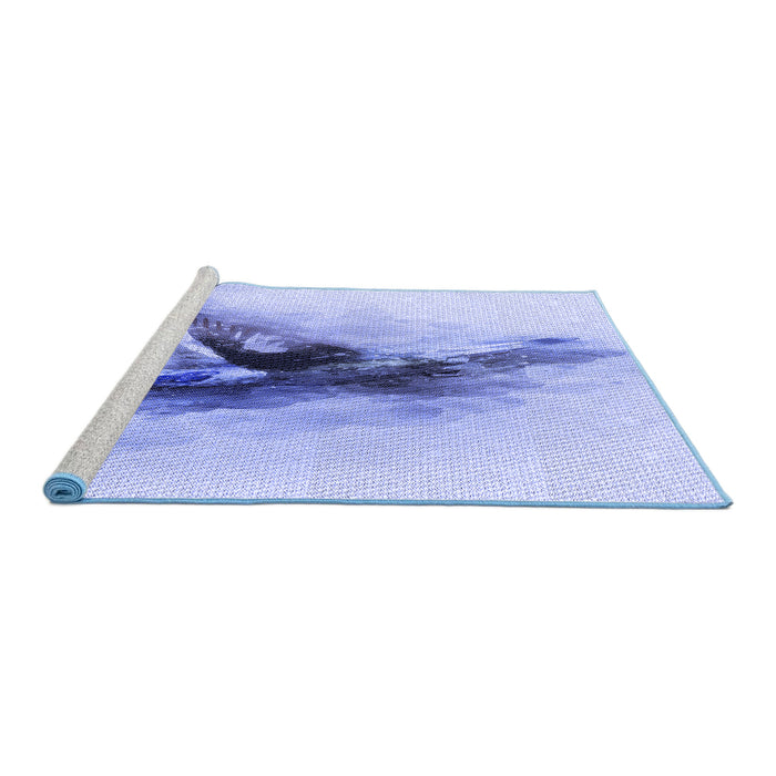 Sideview of Machine Washable Transitional Periwinkle Purple Rug, wshpat528blu
