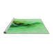 Sideview of Machine Washable Transitional Green Rug, wshpat528grn