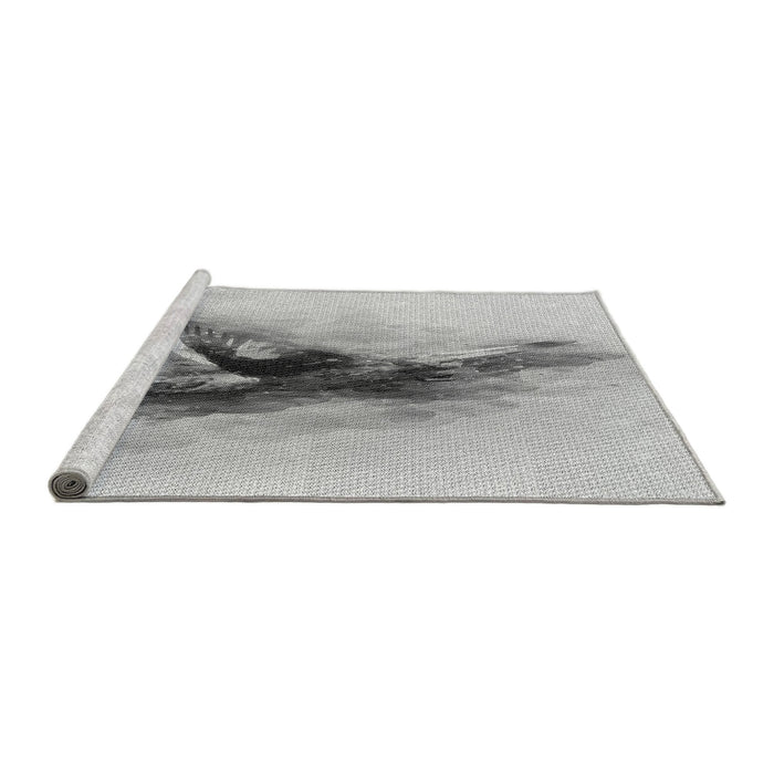 Sideview of Machine Washable Transitional Gray Rug, wshpat528gry
