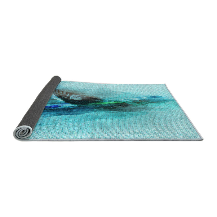 Thickness of Patterned Light Sea Green Rug, pat528lblu