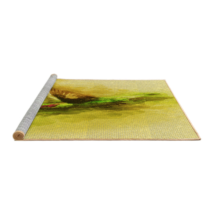Sideview of Machine Washable Transitional Bold Yellow Rug, wshpat528yw
