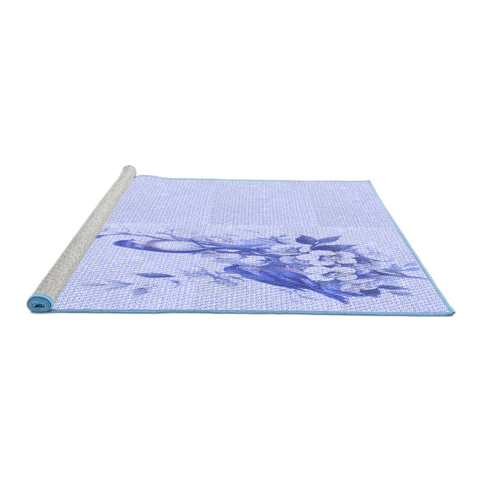 Sideview of Machine Washable Transitional Lavender Blue Rug, wshpat529blu