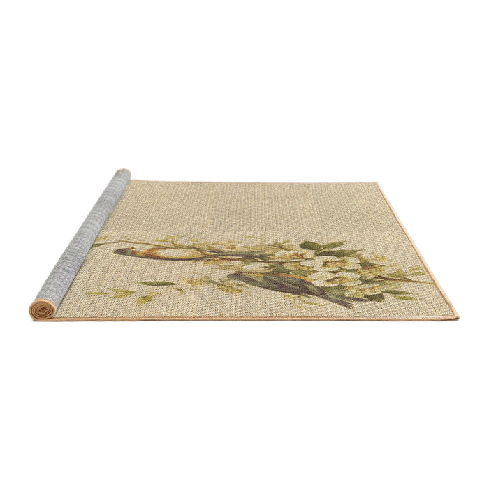 Sideview of Machine Washable Transitional Golden Blonde Gold Rug, wshpat529brn