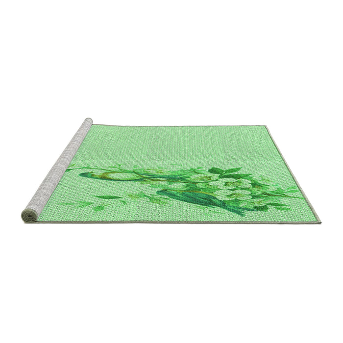 Sideview of Machine Washable Transitional Green Rug, wshpat529grn