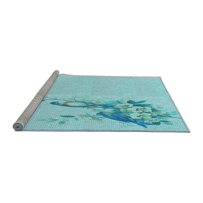 Sideview of Machine Washable Transitional Diamond Blue Rug, wshpat529lblu