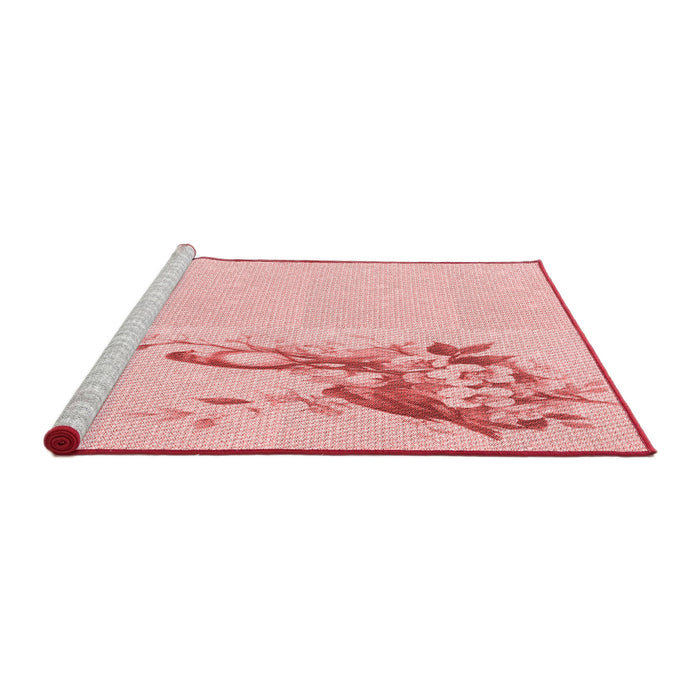 Sideview of Machine Washable Transitional Pastel Red Pink Rug, wshpat529rd
