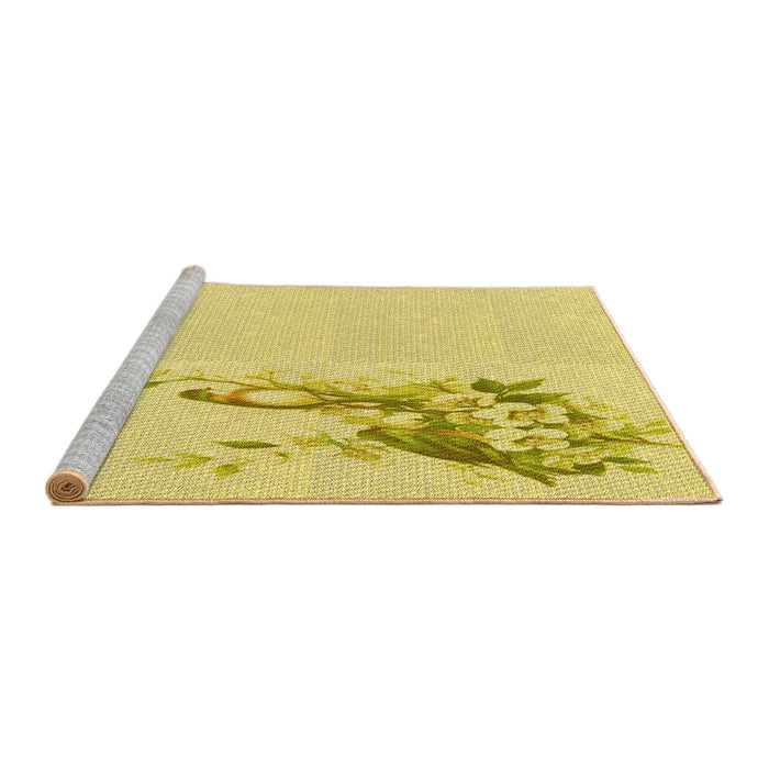 Sideview of Machine Washable Transitional Yellow Rug, wshpat529yw