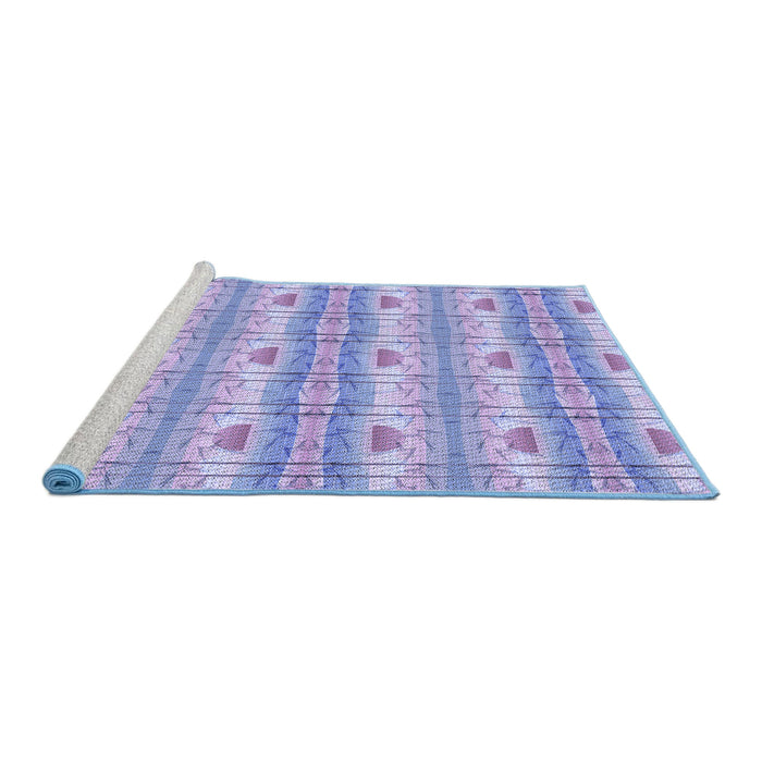 Sideview of Machine Washable Transitional Medium Slate Blue Rug, wshpat530blu