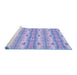 Sideview of Machine Washable Transitional Medium Slate Blue Rug, wshpat530blu