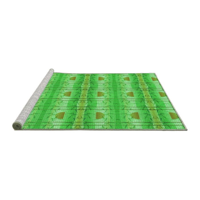 Sideview of Machine Washable Transitional Neon Green Rug, wshpat530grn