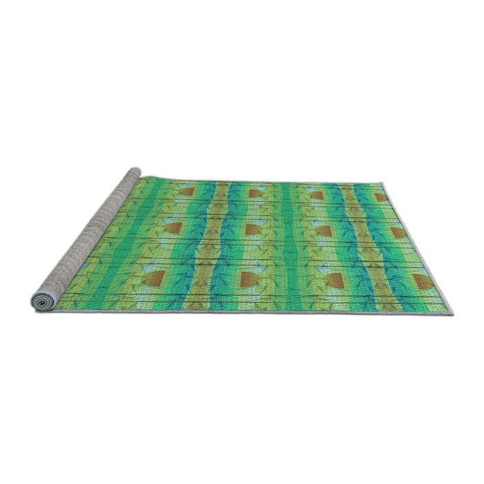Sideview of Machine Washable Transitional Lime Mint Green Rug, wshpat530lblu