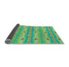 Thickness of Patterned Lime Mint Green Rug, pat530lblu