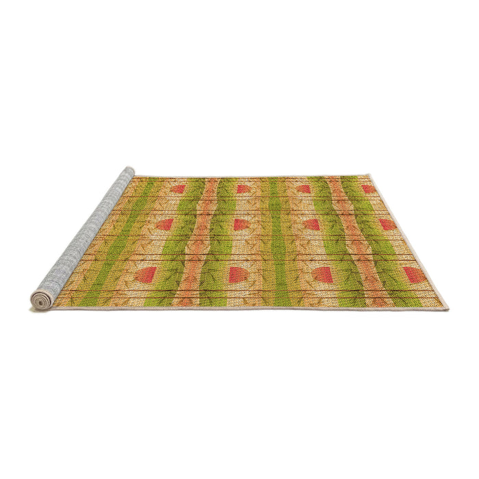 Sideview of Machine Washable Transitional Golden Brown Yellow Rug, wshpat530org