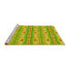 Sideview of Machine Washable Transitional Green Rug, wshpat530yw