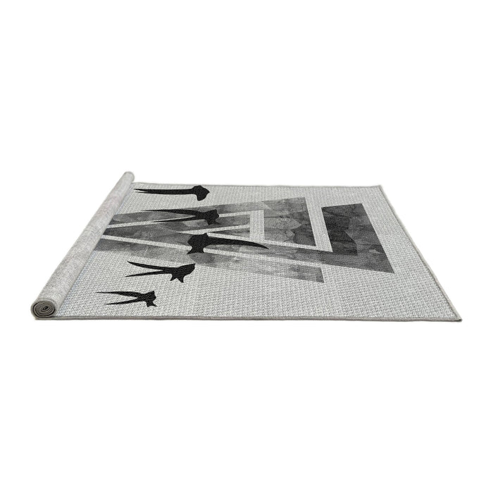 Sideview of Machine Washable Transitional Gray Rug, wshpat531gry