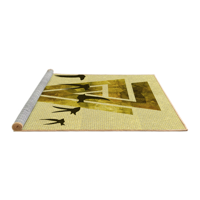 Sideview of Machine Washable Transitional Dark Golden Brown Rug, wshpat531yw