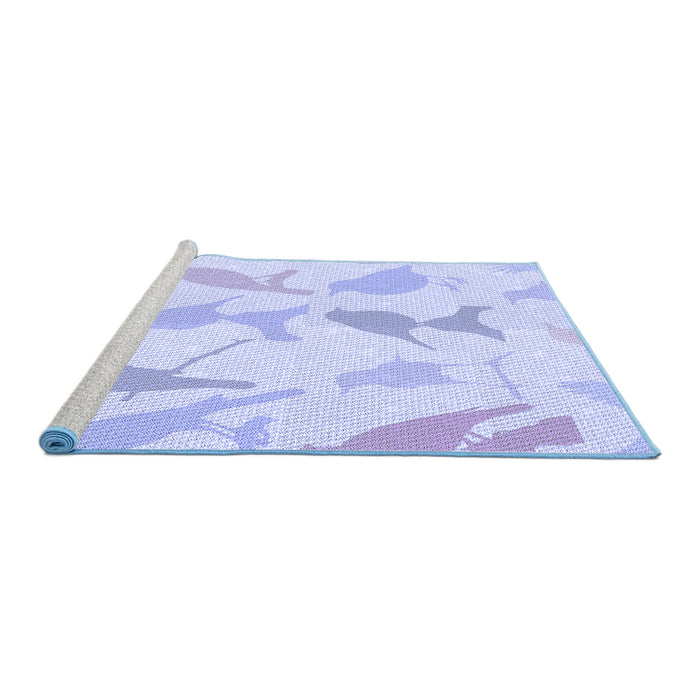 Sideview of Machine Washable Transitional Lavender Blue Rug, wshpat532blu