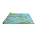 Sideview of Machine Washable Transitional Medium Turquoise Green Rug, wshpat532lblu